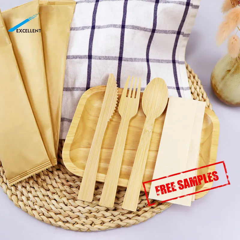 Free Samples Disposable Cutlery Bamboo Disposal Eco Friendly Bamboo Spoon Knife Fork Spoon Bamboo Cutlery