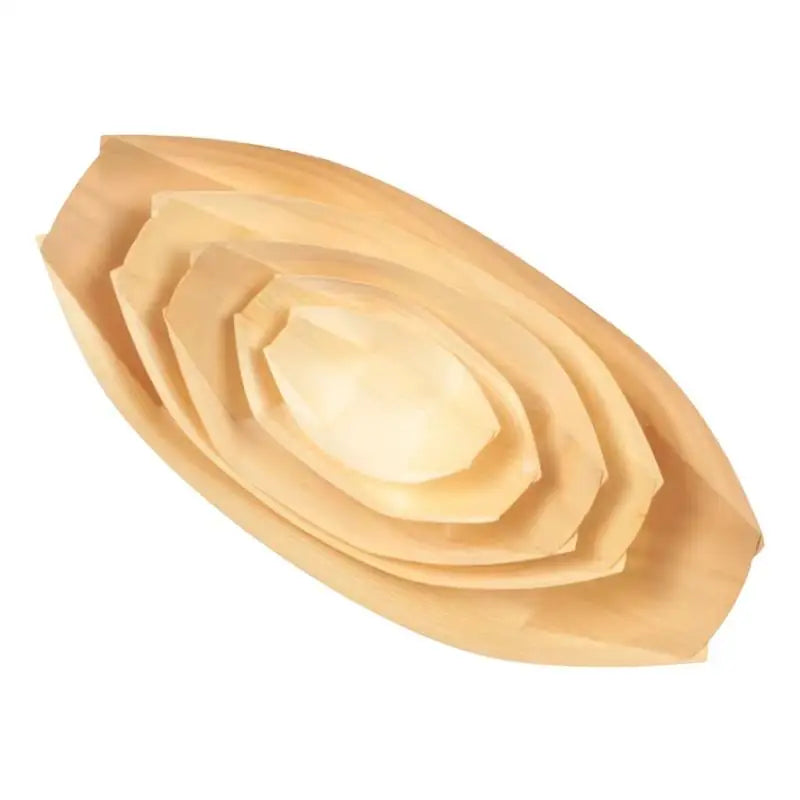 Factory Direct Wholesale Disposable Sushi Wooden Boat Shape Tray Disposable Wooden Dishes and Sushi Plate