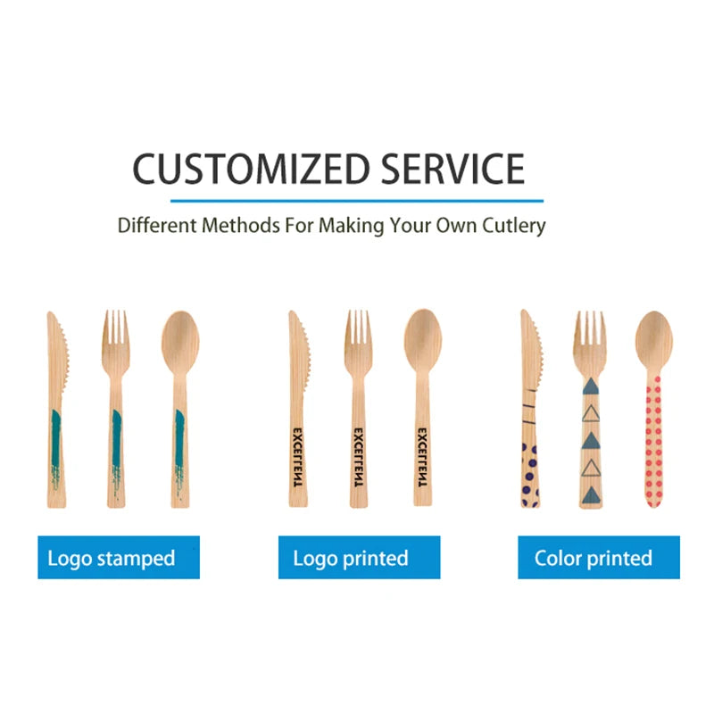 Free Samples Wooden Spoons 17cm Length Wooden Spoon Knife Fork Set for Party Disposable Cutlery