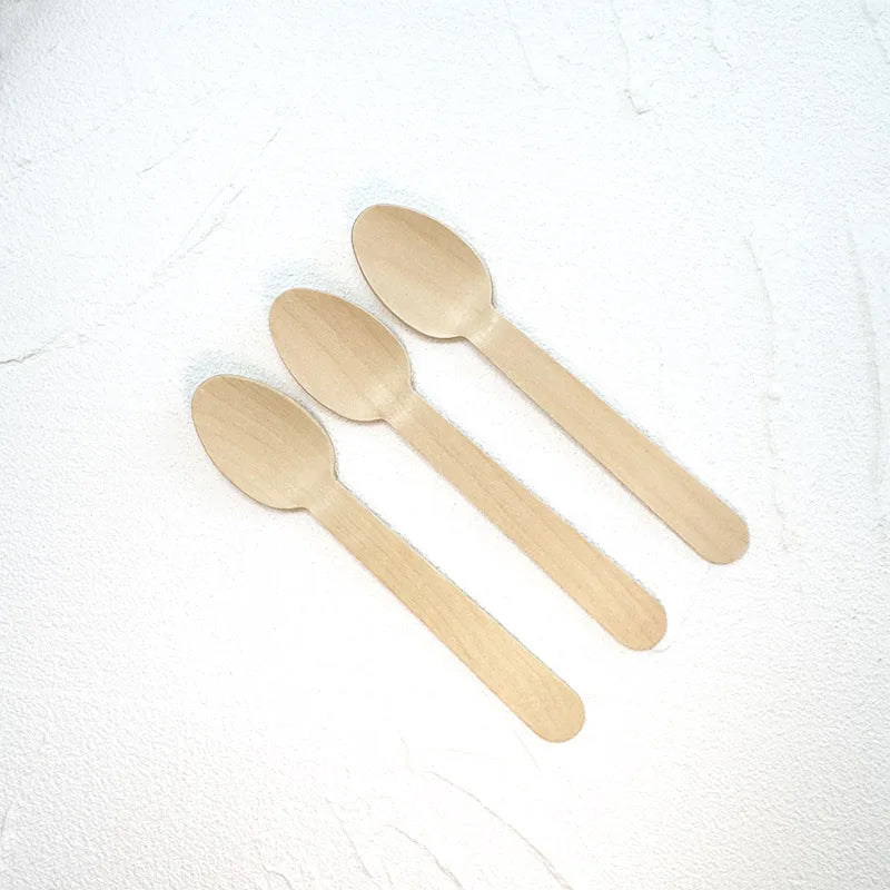 High Quality Custom EcoFriendly Disposable Wooden Spoons 140mm Natural Disposable Wooden Cutlery for Party