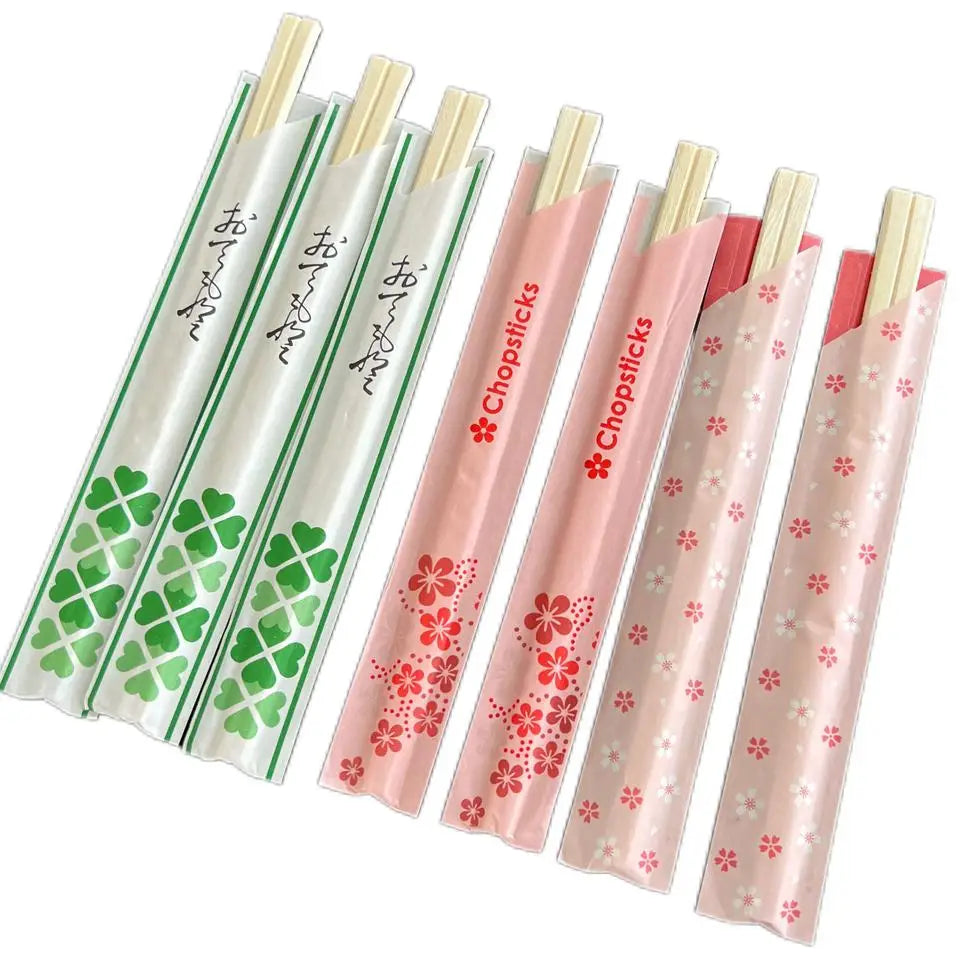 Classic Design Custom Logo Printed Eco-Friendly Non-Stick Disposable Bamboo Chopsticks Tensoge-Chinese Double Stick 24cm Ramen