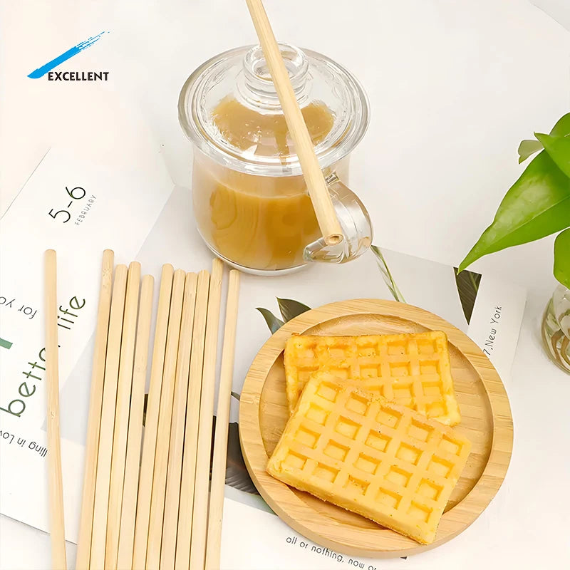 Customized Natural Bamboo Straws Disposable Drinking Straws With Custom Logo Milkshake Coffee Bubble Tea Smoothie Straws