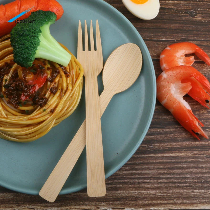 Free Samples Bamboo Knife/Fork/Spoon Disposable Bamboo  Spoon and Fork and Knives Disposable Bamboo Cutlery