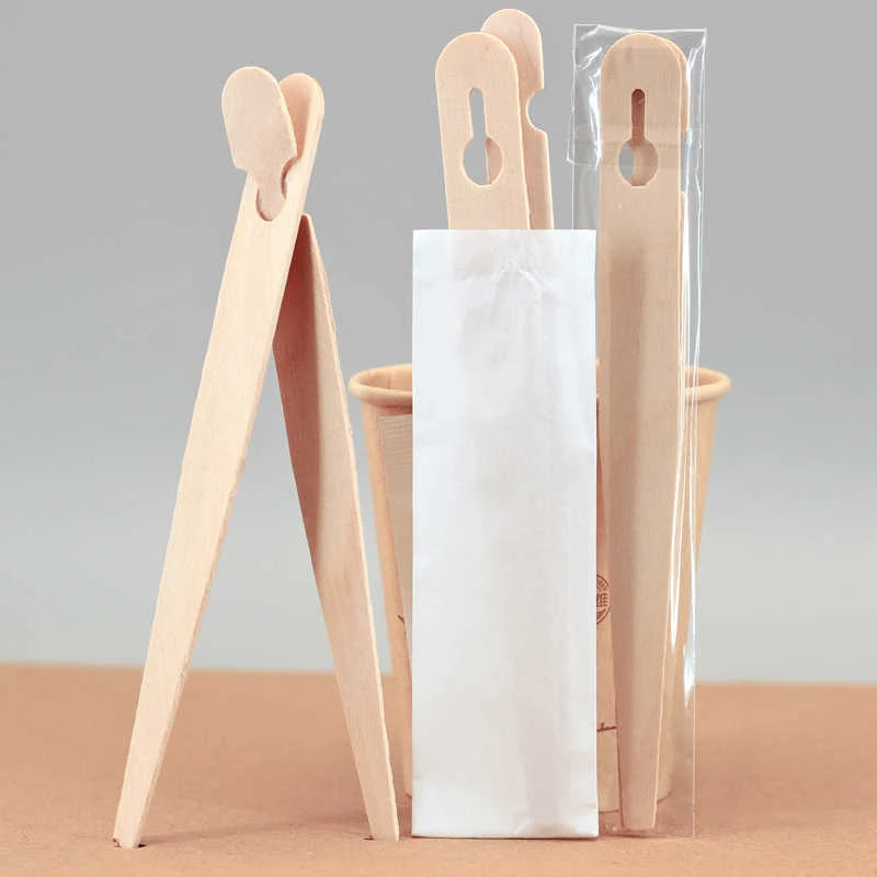 Manufacturers Supply Wooden Clamps Bread Clamp Disposable Wood Clips Flat Children Chopsticks Cake Wooden Tongs
