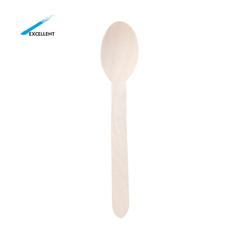 Natural Birch Wooden Spoon  Disposable Biodegradable Custom Spoons Eco Friendly Wooden Cutlery