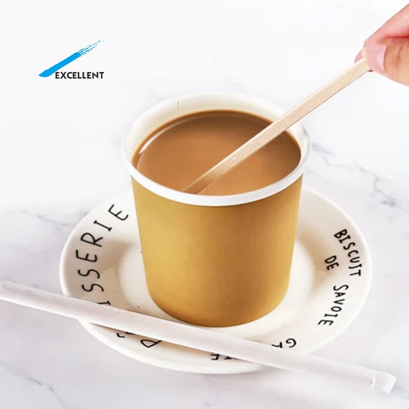 Customized Wooden Coffee Stirrers With Round End  Natural Birch Wood Coffee Stir Sticks Eco Friendly Splinter Free