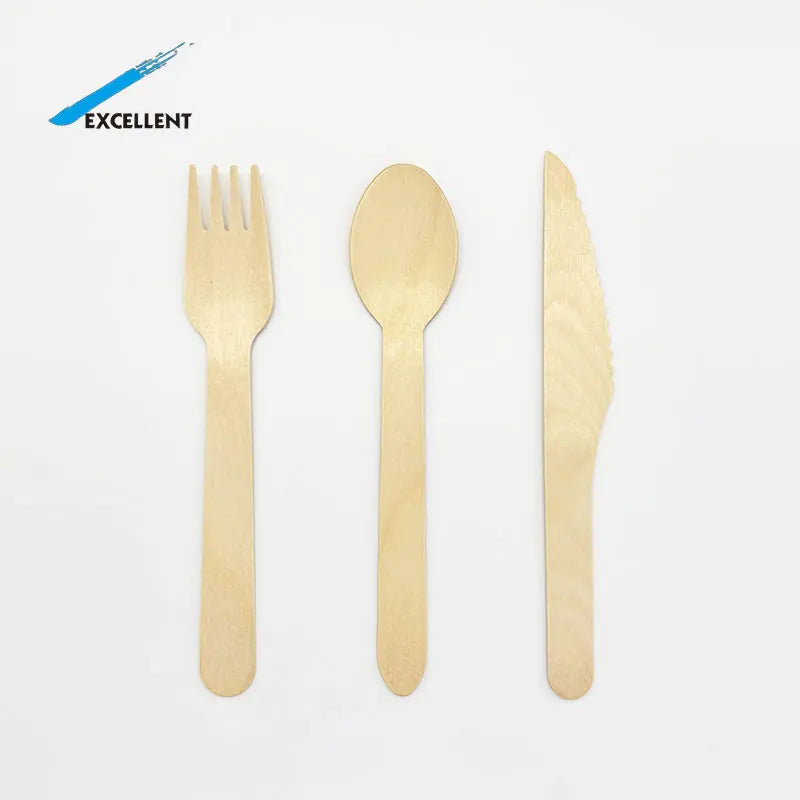 High Quality Wooden Spoon Knife Fork Biodegradable Wooden Disposable Cutlery Set