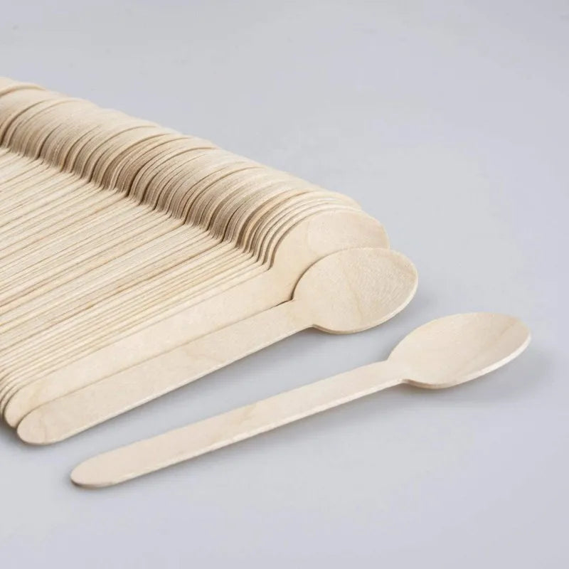 Factory Custom Logo Eco-Friendly Biodegradable Wooden Spoon Disposable Cutlery for Restaurant Hotel Party