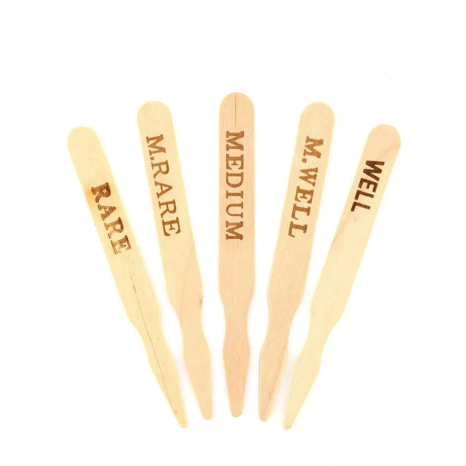 Natural Birch Wood Eco Friendly Steak Markers Wooden Steak Sandwich Hamburger Pizza Sign Heat Stamped