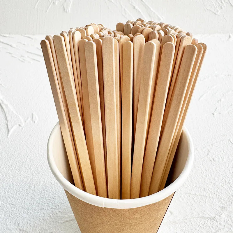 Birch Wood Coffee Stick 178mm Muddler Wooden Coffee Tea Natural Disposable Round Wooden Coffee Paint Sticks Stirrer