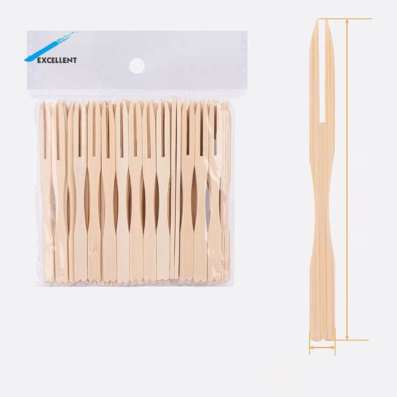 Disposable Fruit Bamboo Fork Mini Fruit Forks for Summer Picnics