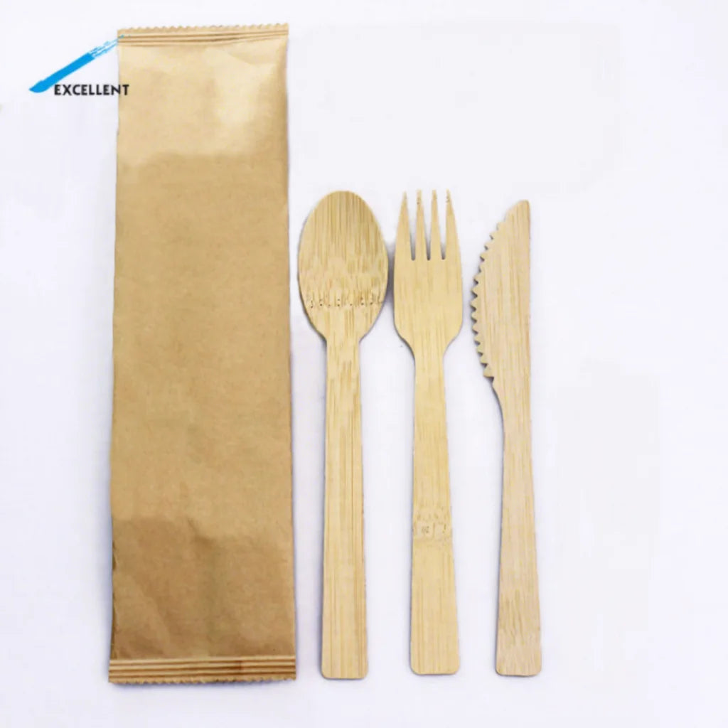 Eco Friendly Disposable Cutlery Custom Disposable Cutlery Bamboo Wooden Knife Fork Spoon for Food