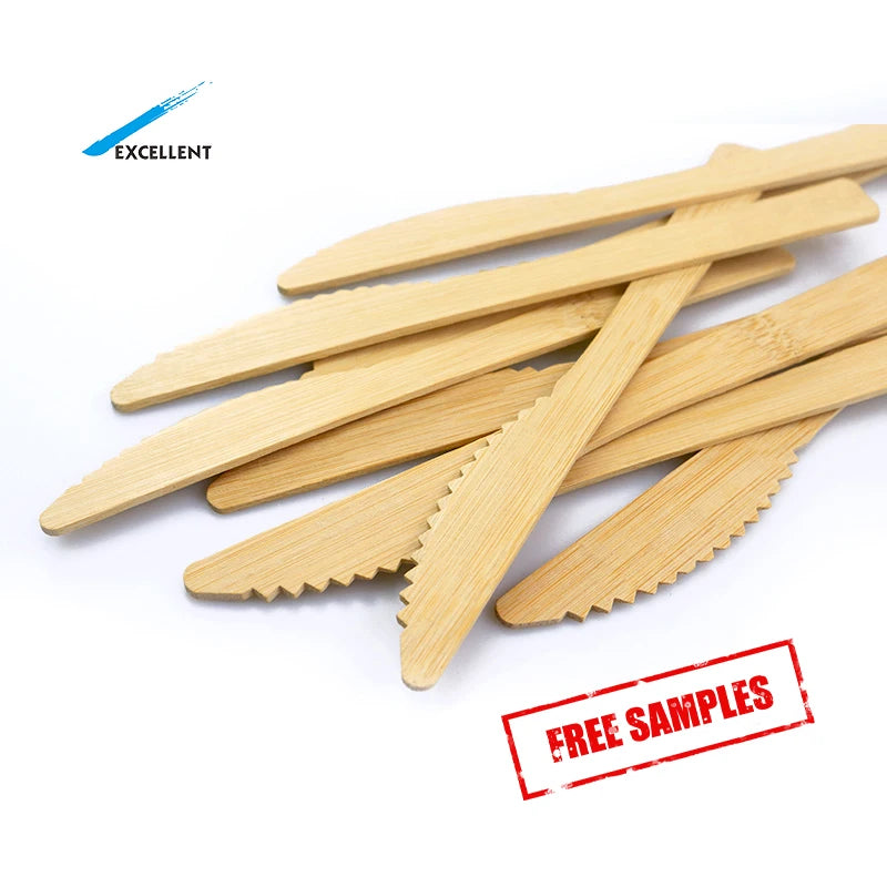Free Samples Bamboo Knife/Fork/Spoon Disposable Bamboo  Spoon and Fork and Knives Disposable Bamboo Cutlery