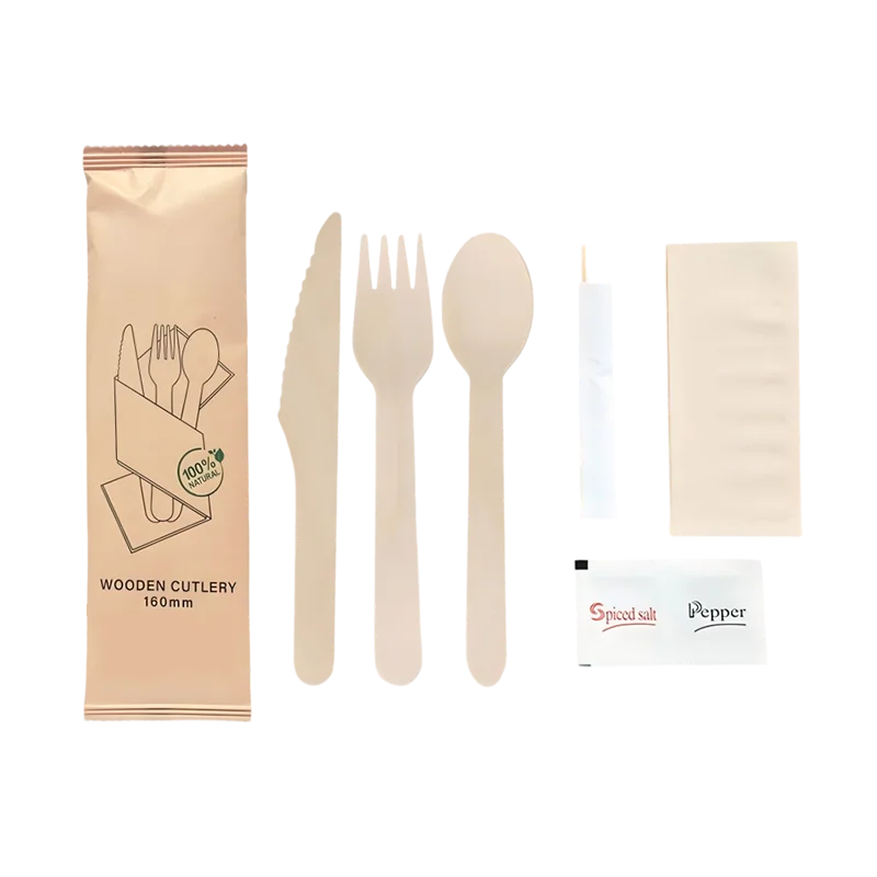 Free Samples Hot Selling Wholesale High Quality Eco Friendly Wooden Spoon Knife and Fork Wooden Disposable Cutlery Set