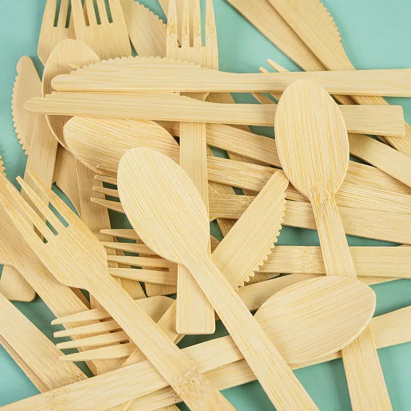 Free Samples Disposable Bamboo Knife Fork Spoon Disposable Bamboo Cutlery for Party