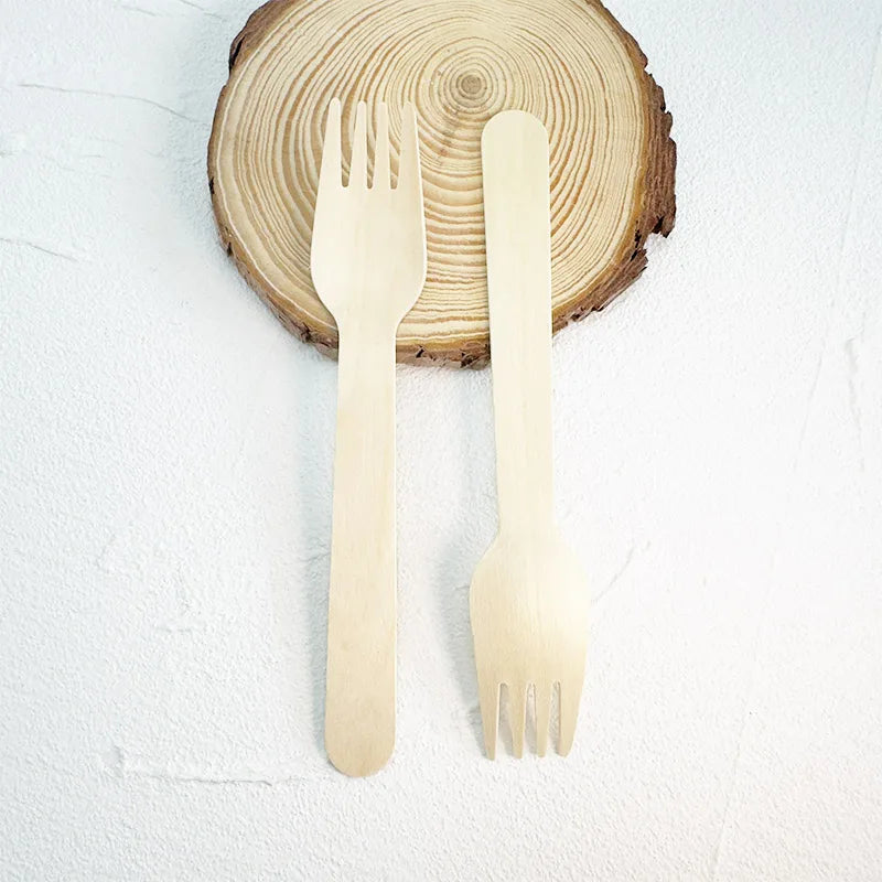 Premium 160mm Customized Wooden Cutlery Biodegradable Eco-Friendly Disposable Wooden Forks