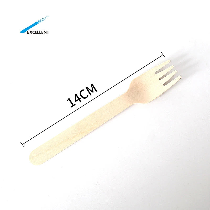 Cheap Wooden Disposable Cutlery Fork in Bulk Birch 14cm a Grade Eco-friendly Disposable Wooden Fork