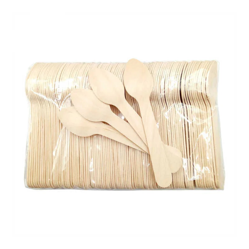 Customized Disposable Wooden Utensils 110mm Wooden Spoon Disposable Dessert Spoon Set for Ice Cream
