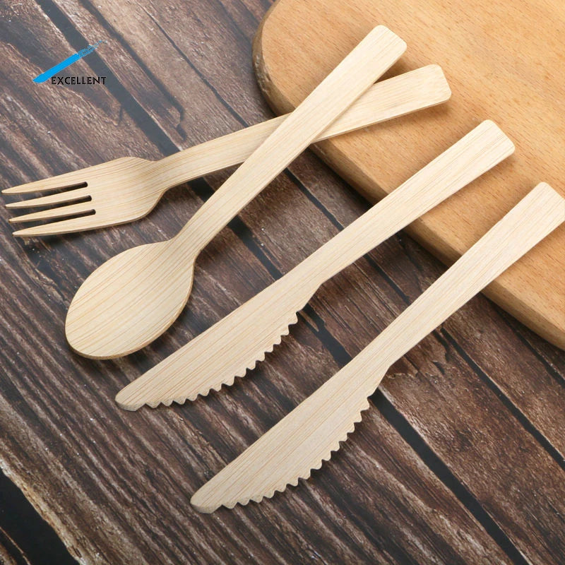Good Quality Biodegradable Disposable Bamboo Spoon/forks/knives Bamboo Cutlery Set