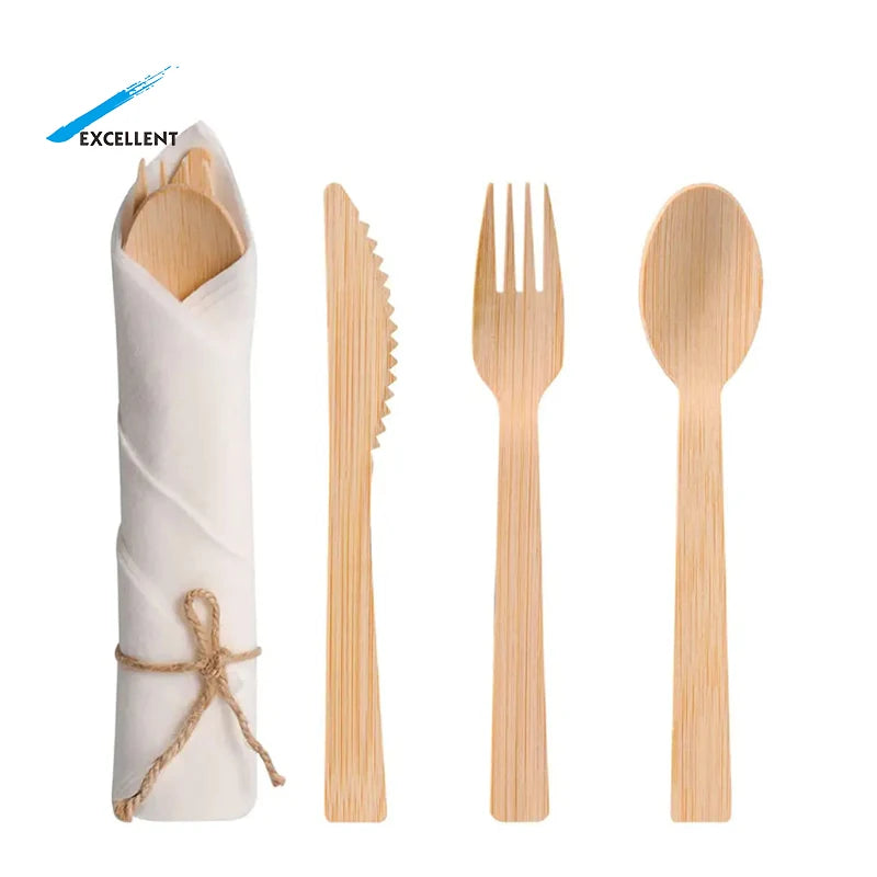 Eco Friendly Disposable Cutlery Custom Disposable Cutlery Bamboo Wooden Knife Fork Spoon for Food
