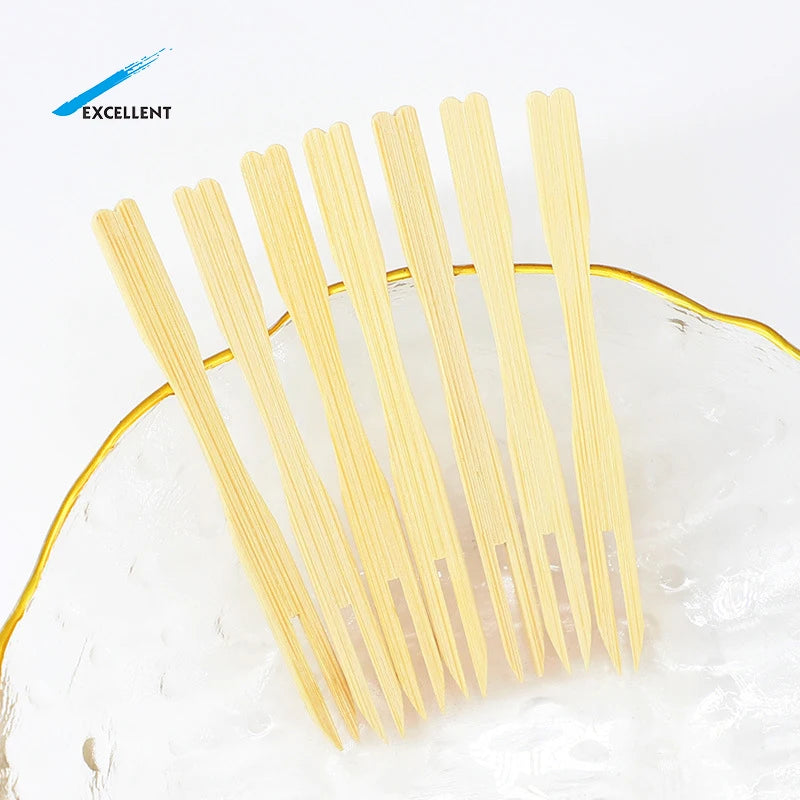 Disposable Fruit Bamboo Fork Mini Fruit Forks for Summer Picnics