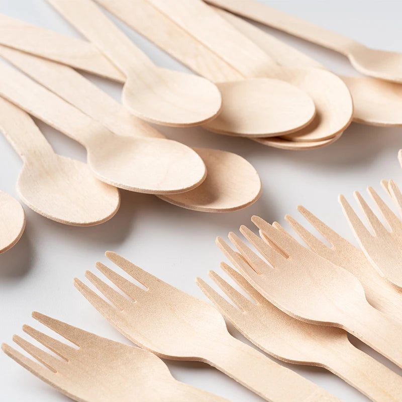 Free Sample China Manufacturer Biodegradable Disposable Wood Cutlery Set Wooden Knife Fork Spoon for Dessert