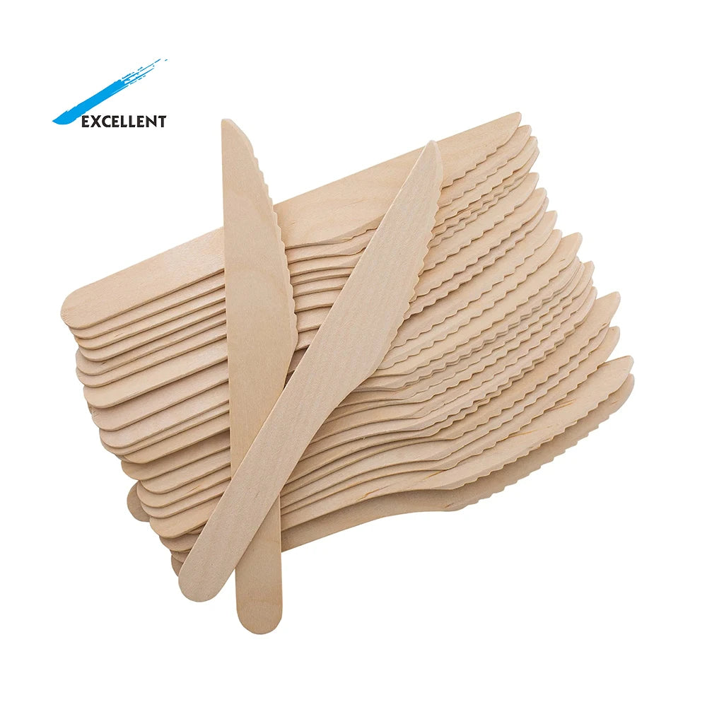 Environmentally Friendly Disposable Wooden Cutlery Biodegradable Birch Wooden Knife