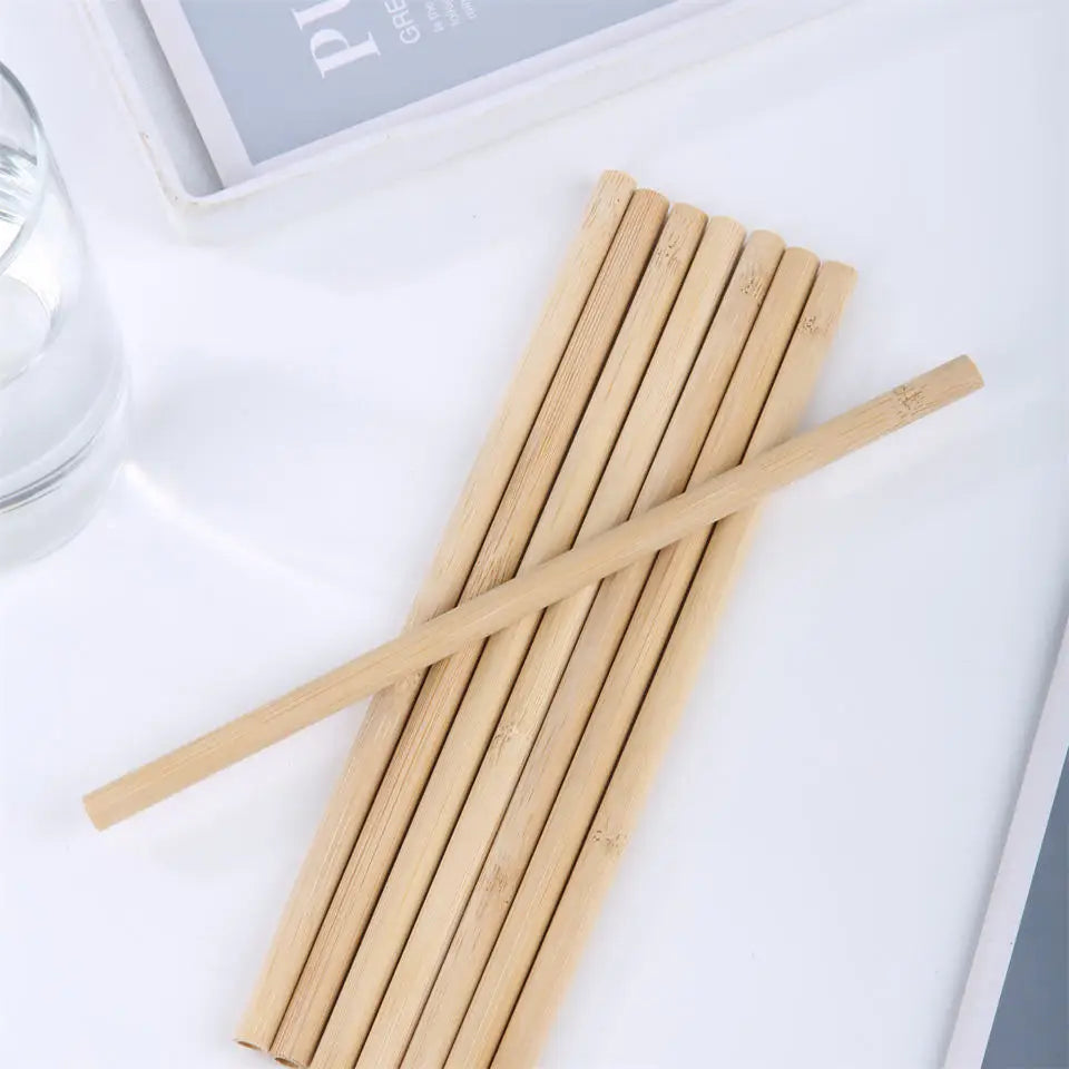 Customized Natural Bamboo Straws Disposable Drinking Straws With Custom Logo Bubble Tea Straw
