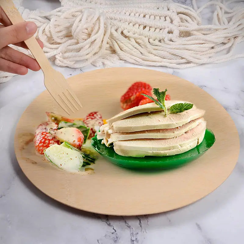 Free Samples 170mm Disposable Bamboo Fork Spoon Knife Set Disposable Bamboo Cutlery