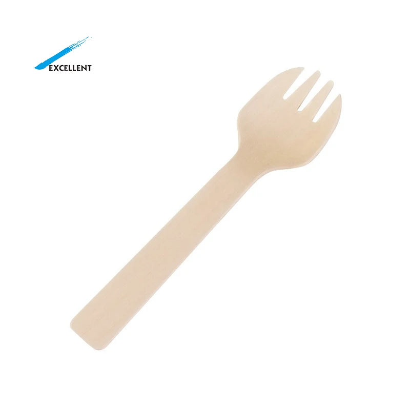Bulk Wooden Forks Disposable Individually Wooden Fork 105mm Spork