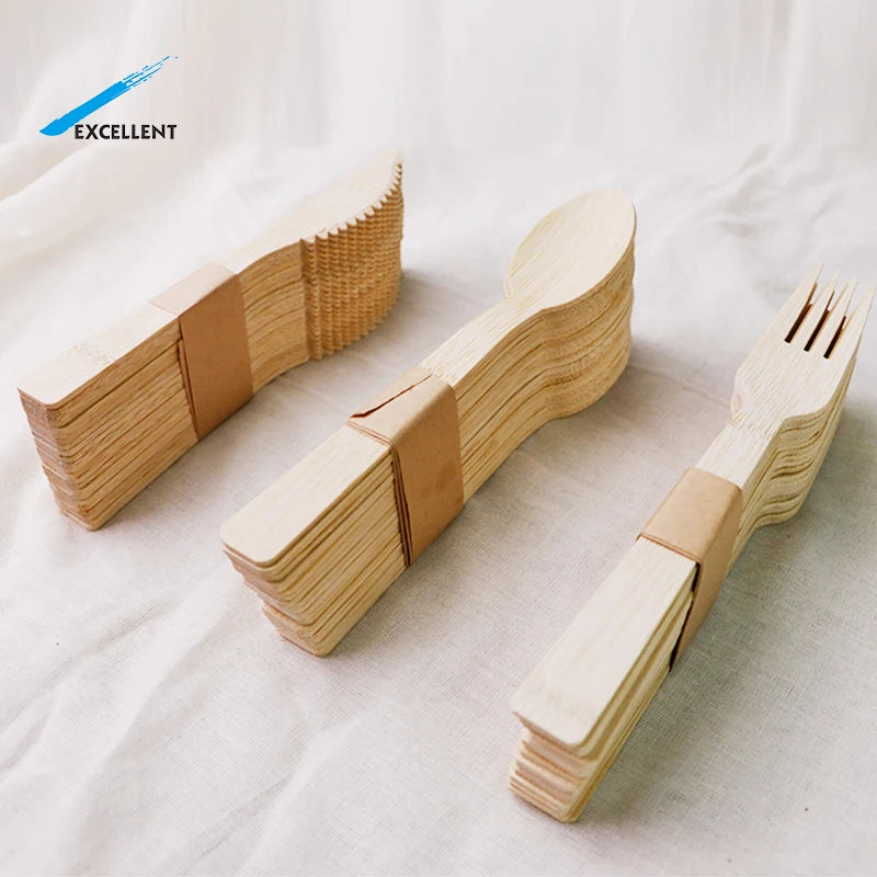 Wholesale Customized Disposable Bamboo Cutlery Set Bamboo Knife Fork and Spoon Bamboo Cutter Knife