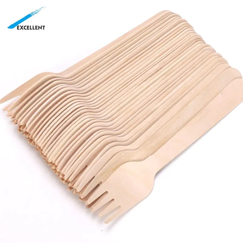 Free Samples 160mm10000pcs/box Wooden Fork with logo for Takeaway Cutlery