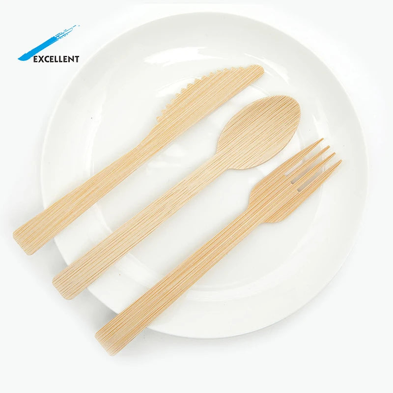 Good Quality Biodegradable Disposable Bamboo Spoon/forks/knives Bamboo Cutlery Set