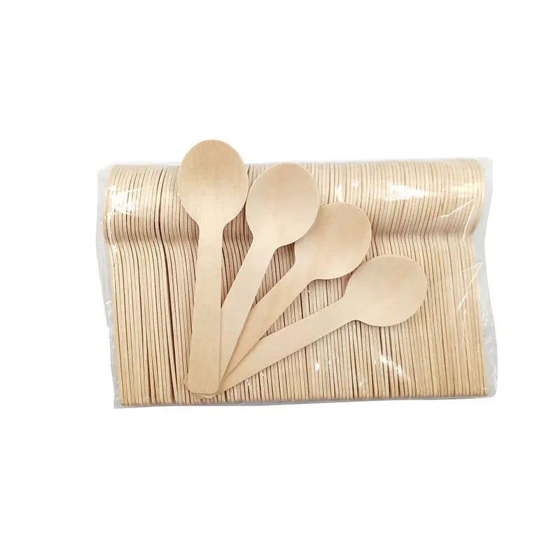 100mm Natural Mini Wooden Spoon Made As a Premium Birch Tasting Spoon for Bakery Samples Frozen Treats and Catering Use