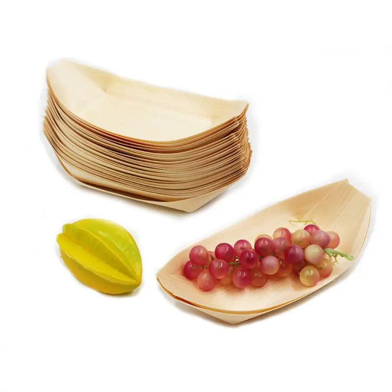 Biodegradable 100% Disposable Wooden Boat Shaped Plate for Sushi Made