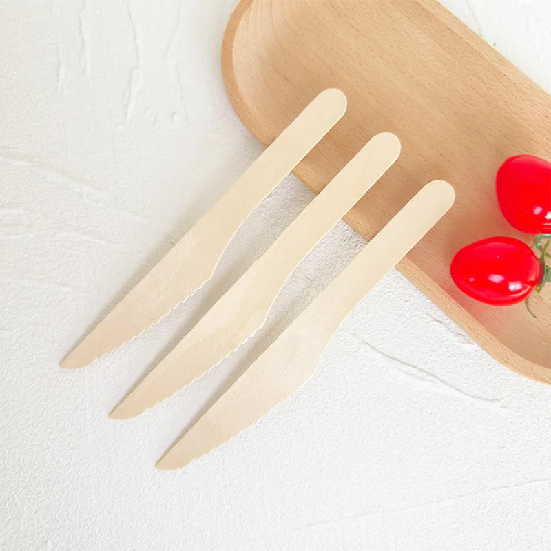 Birchwood Eco-Friendly Tableware Biodegradable Wooden Utensils Disposable Wooden Cutlery 165mm Wooden Knife in Bulk