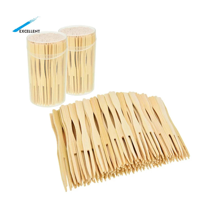 High Quality Fruit Fork Party Use Mini Forks for Parties Natural Bamboo Fruit Fork