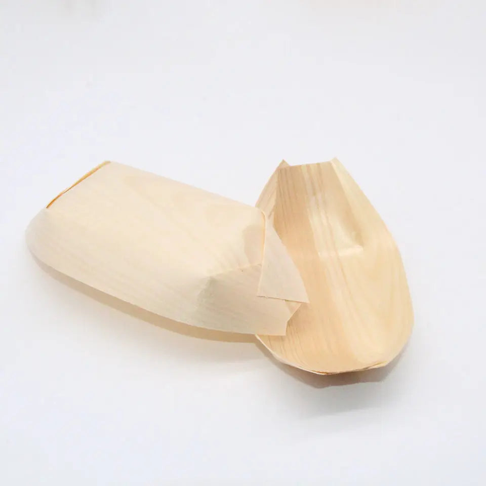 Biodegradable 100% Disposable Wooden Boat Shaped Plate for Sushi Made