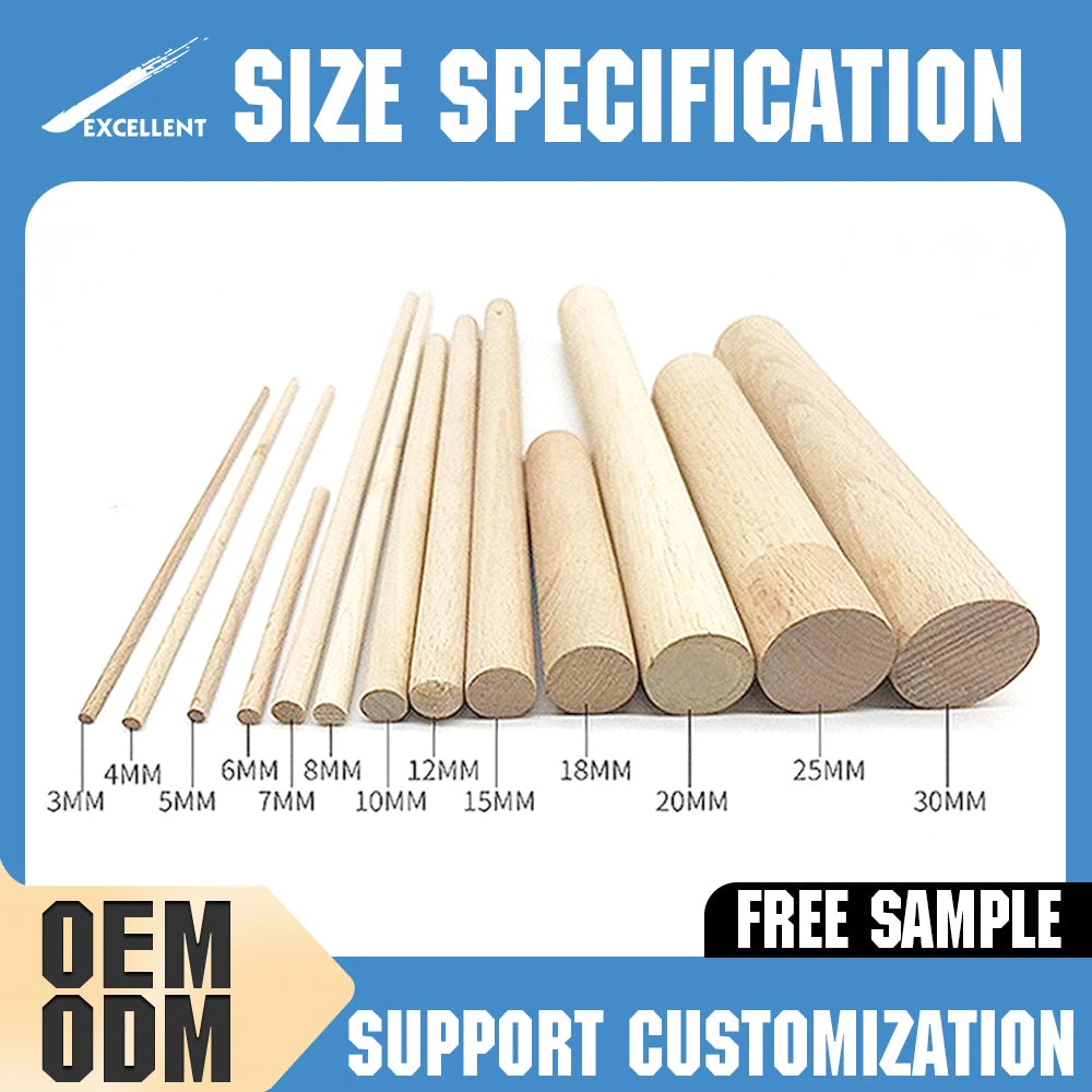 Factory Price Emballage Wood Stick Round Bar Round Wooden Candy Sticks Wooden Round Stick
