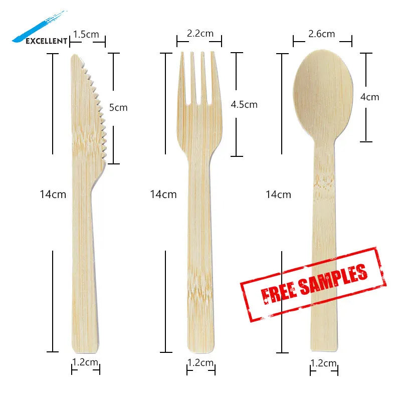 Hot Selling Biodegradable Disposable Eco Friendly Bamboo Fork Spoon Knife Bamboo Cutlery