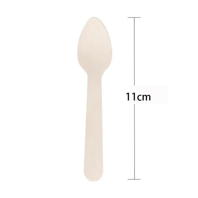 Customized Disposable Wooden Utensils 110mm Wooden Spoon Disposable Dessert Spoon Set for Ice Cream