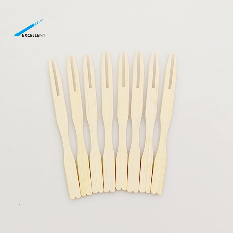 High Quality Fruit Fork Party Use Mini Forks for Parties Natural Bamboo Fruit Fork