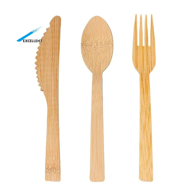 Free Samples Disposal Eco Friendly Bamboo Spoon Fork Knife Napkin Disposable Bamboo Cutlery Set