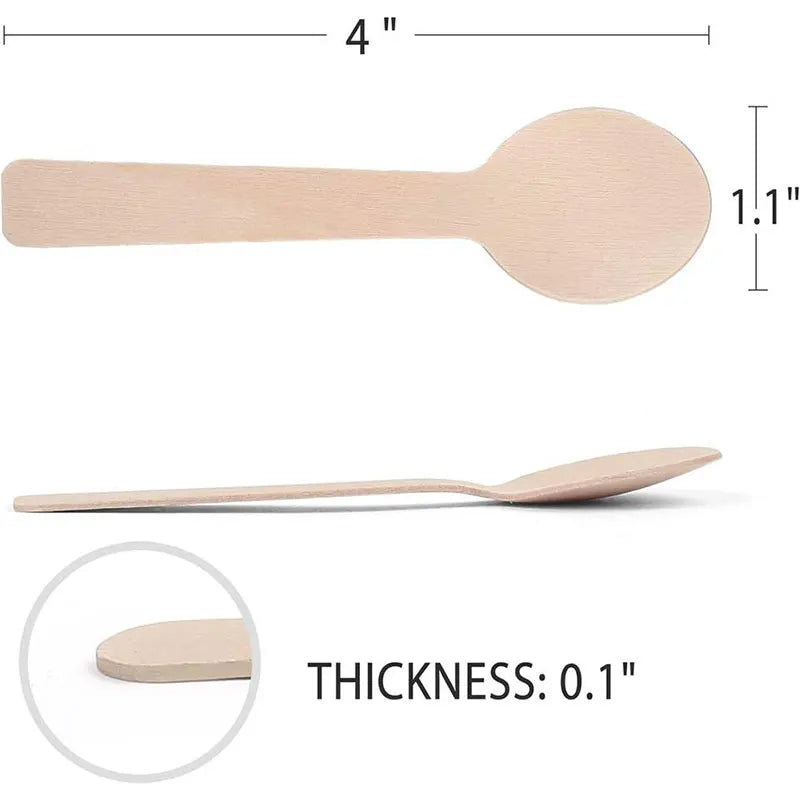 100mm Natural Mini Wooden Spoon Made As a Premium Birch Tasting Spoon for Bakery Samples Frozen Treats and Catering Use