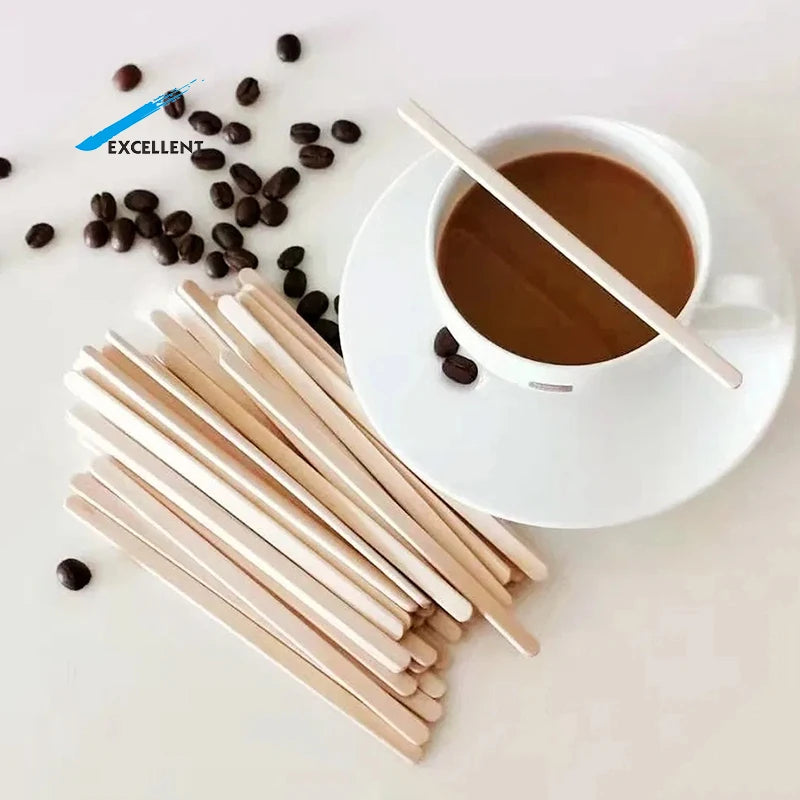 Competitive Price Factory Wholesale Biodegradable and Compostable Wooden Coffee Stick Disposable in Paper Full Wrapped