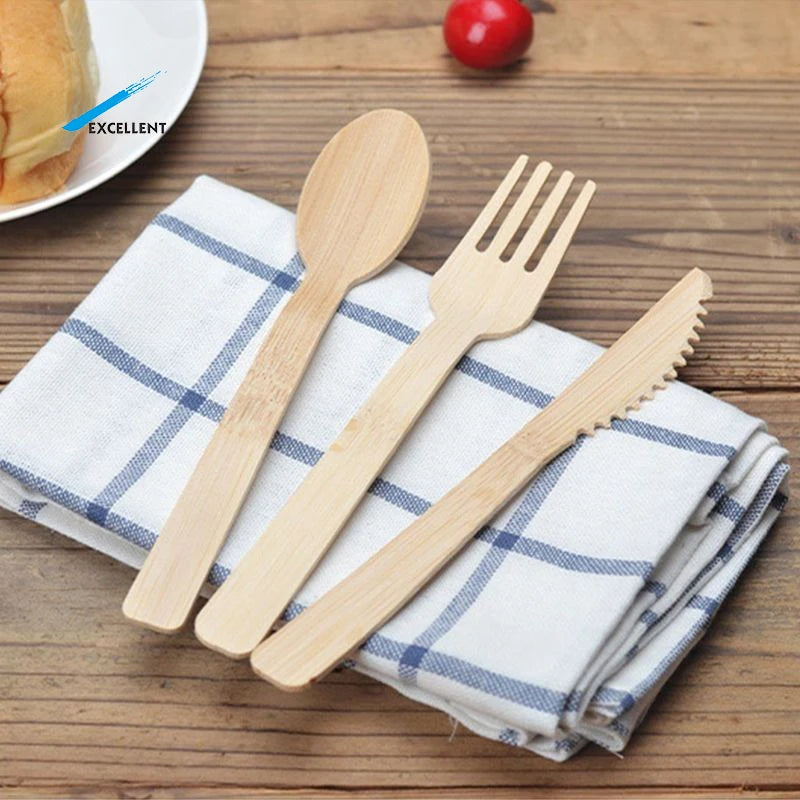 Free Samples  Wooden Spoons 170mm Length Bamboo Spoon Fork Knife Bamboo Bamboo Disposable Cutlery