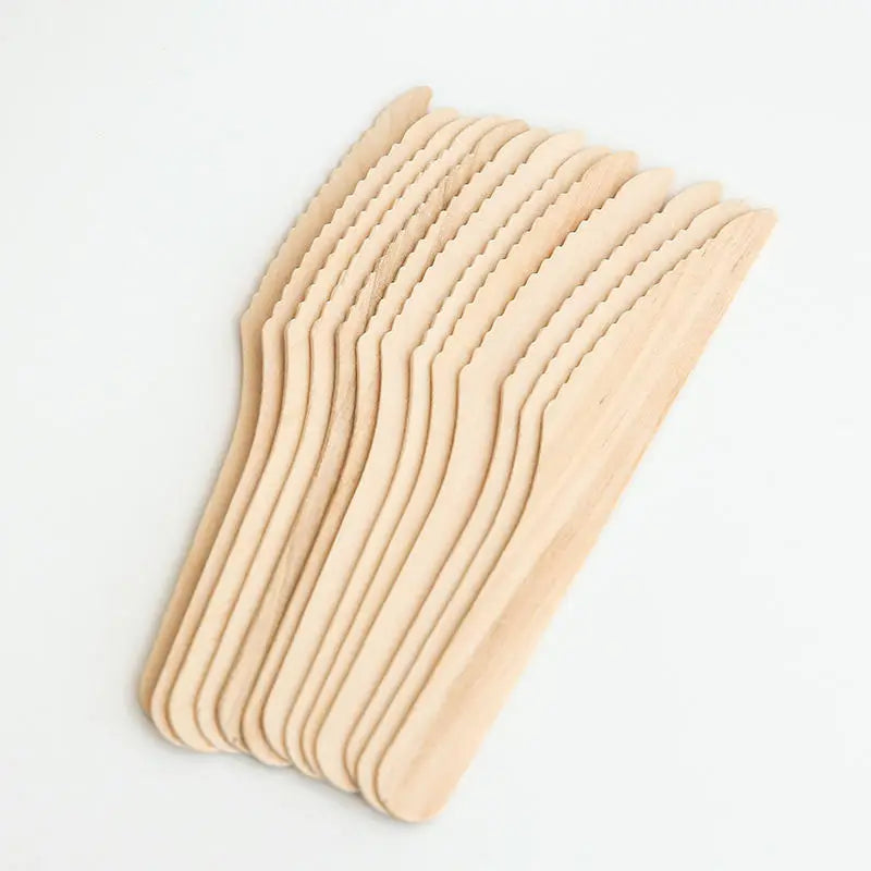 160mm Disposable Wooden Knife Mini Biodegradable Eco-Friendly Individual Paper Package Cutlery Set for Outdoor Party Travel Food