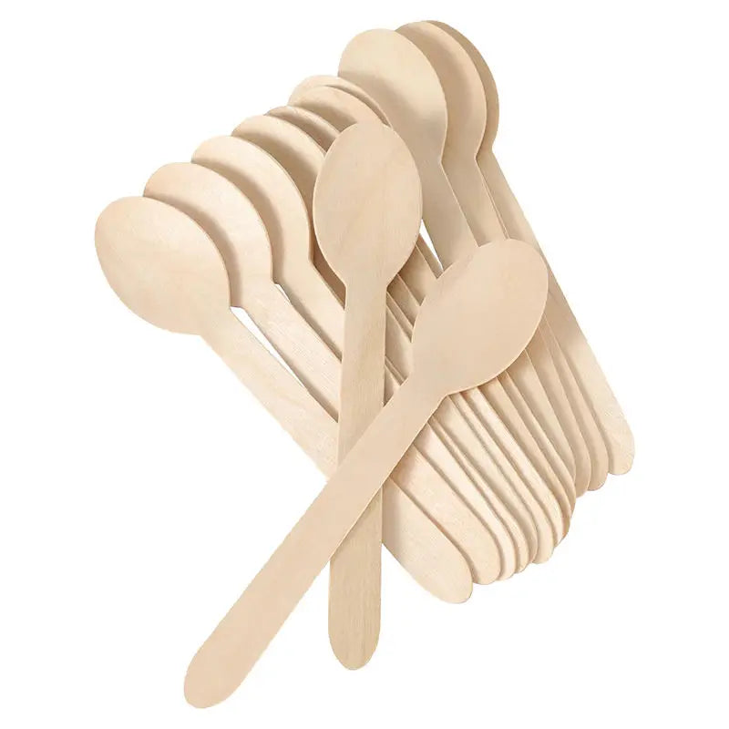 Natural Birch Wooden Spoon  Disposable Biodegradable Custom Spoons Eco Friendly Wooden Cutlery