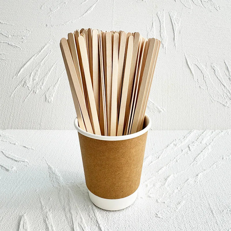 Birch Wood Coffee Stick 178mm Muddler Wooden Coffee Tea Natural Disposable Round Wooden Coffee Paint Sticks Stirrer