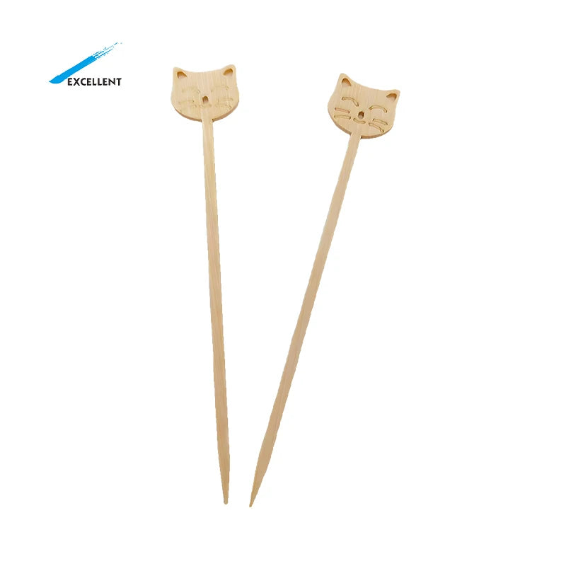 Professional Manufacture Smooth Bamboo Stick Cartoon Fruit Sticks Bamboo Convenient Bamboo Fruit Skewers